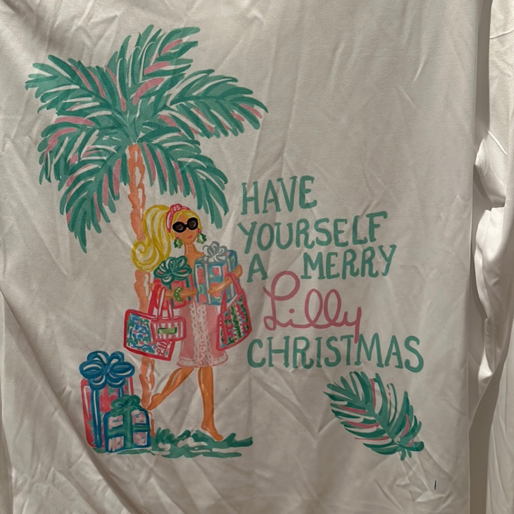 Have Yourself A Merry Lilly Christmas long sleeve 100% polyester t-shirt s/m